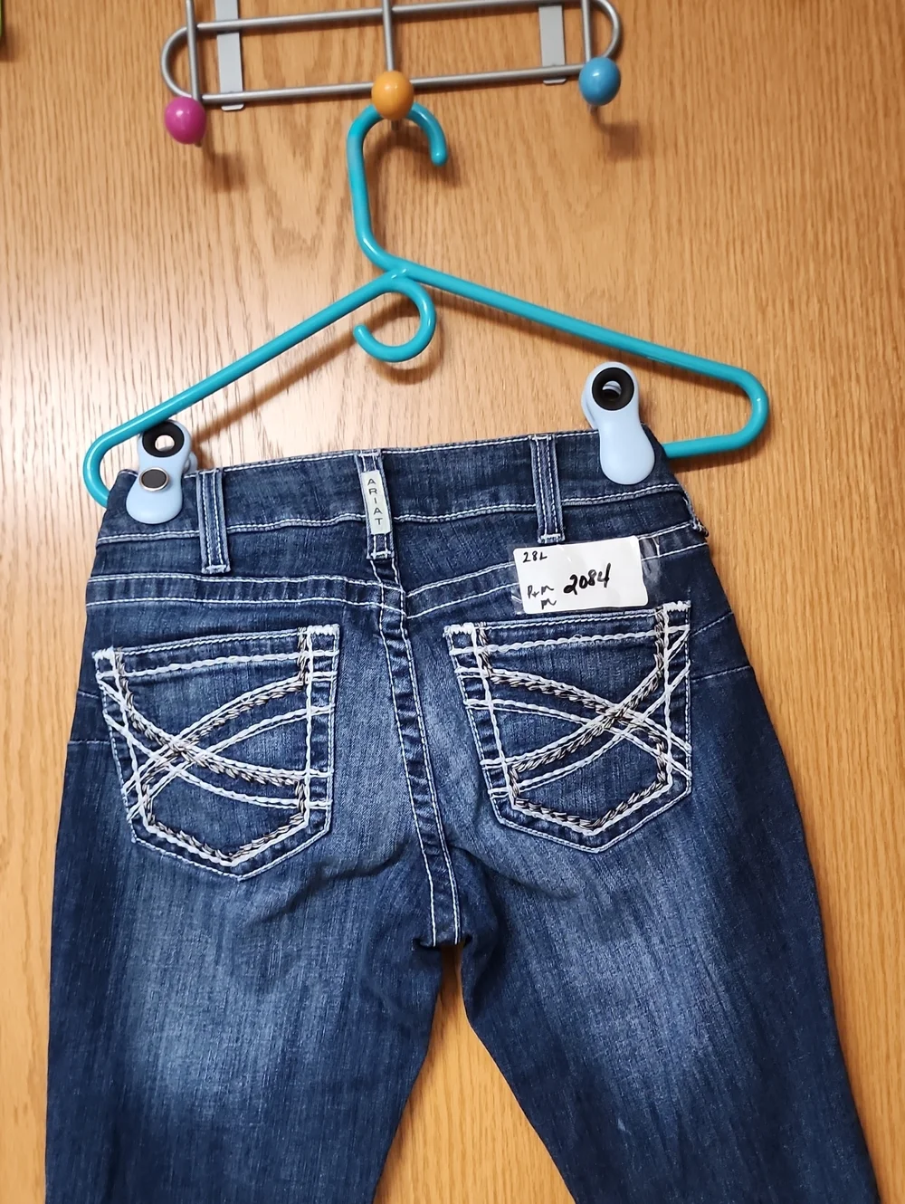 Ariat Women's Dark Blue Bootcut Jeans with Contrast Stitching 28L number 2084